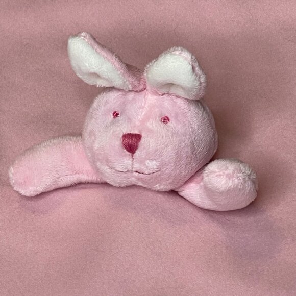 Babyboom Baby Lovey Security Blanket Bunny Plush Satin Ruffle Trim 17.5"x18" - Picture 2 of 10